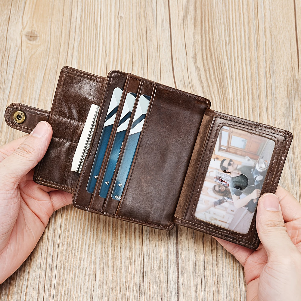 Portefeuille homme cuir vachette compact à rabat pressionné