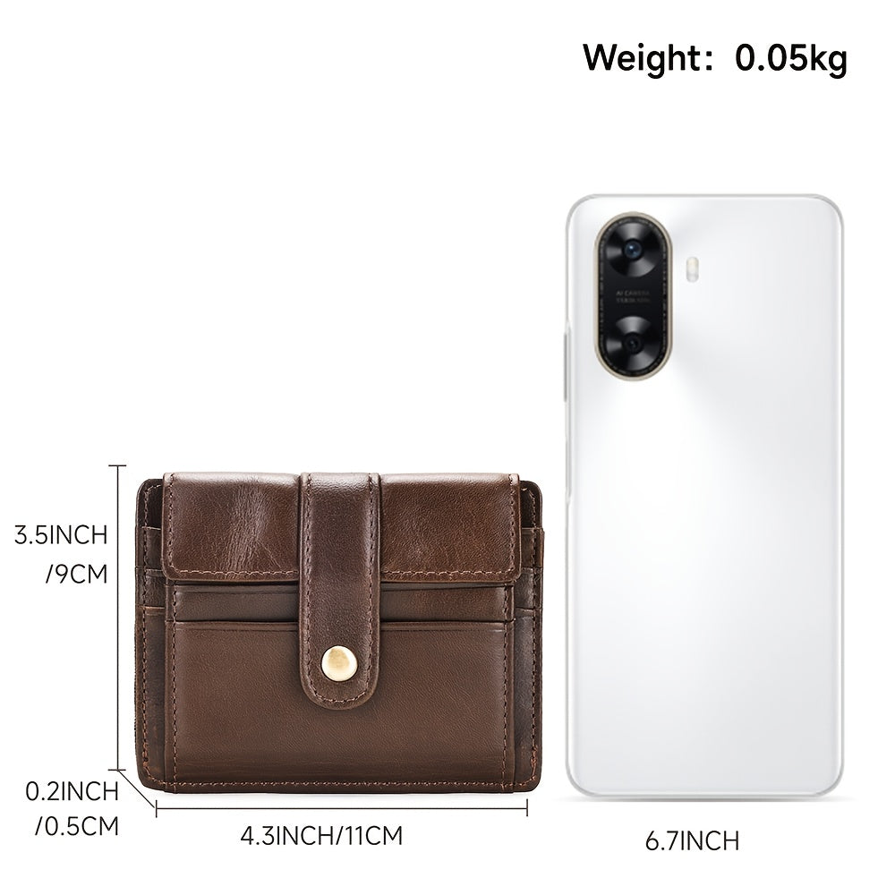 Portefeuille homme cuir vachette compact à rabat pressionné