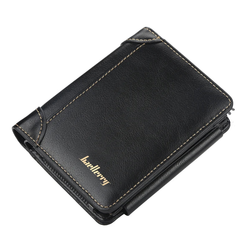 Portefeuille homme compact en PU avec zip, bouton et grande capacité de rangement — photo 11