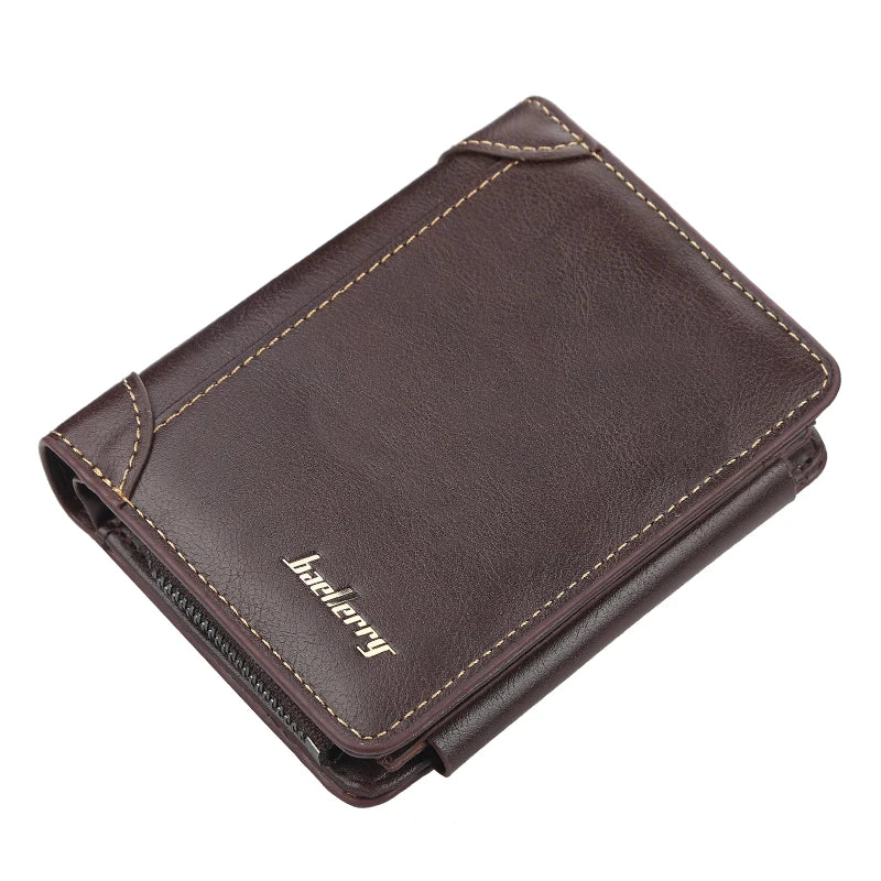 Portefeuille homme compact en PU avec zip, bouton et grande capacité de rangement — photo 12