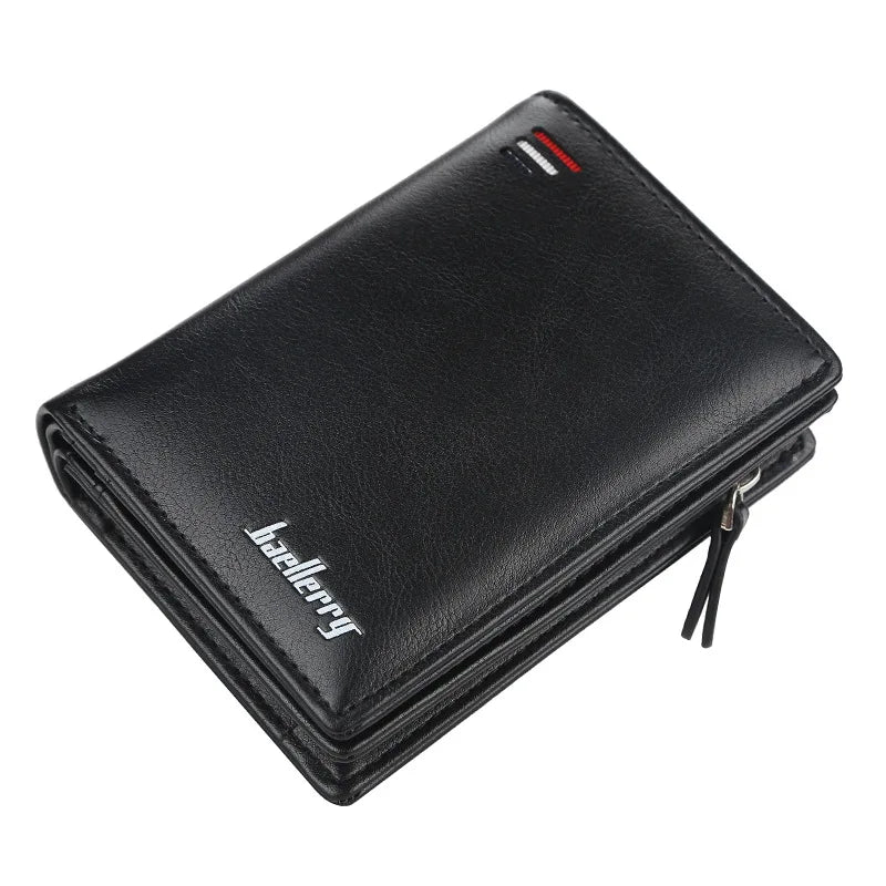 Portefeuille homme compact en PU avec zip, bouton et grande capacité de rangement — photo 15