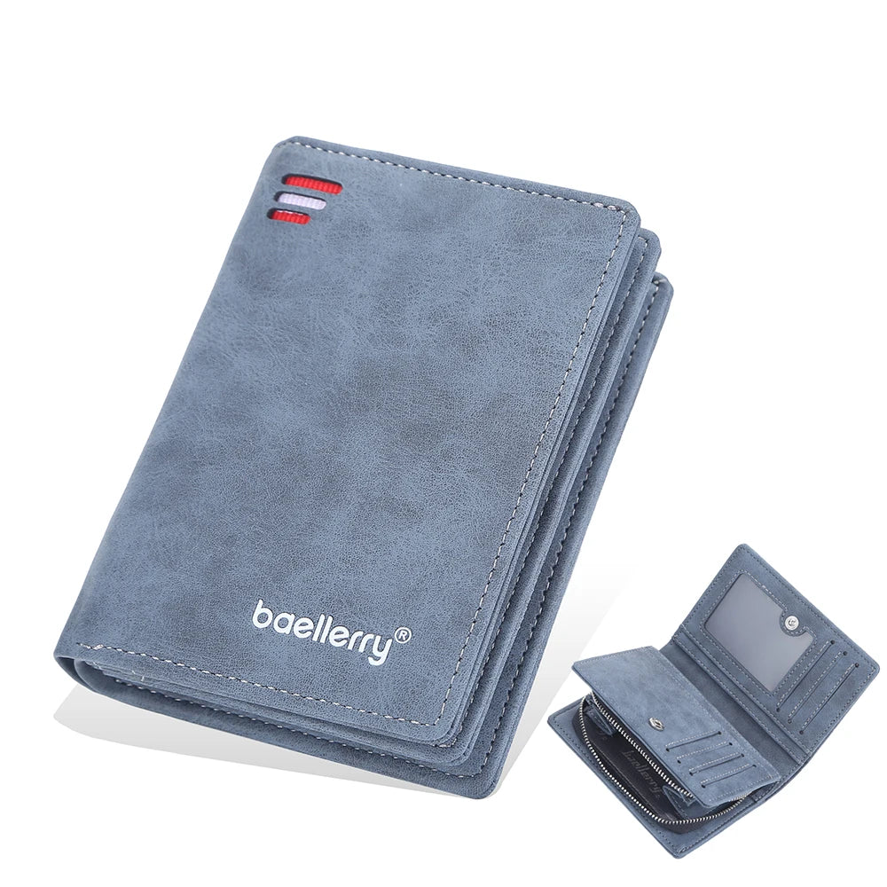 Portefeuille homme compact en PU avec zip, bouton et grande capacité de rangement — photo 16