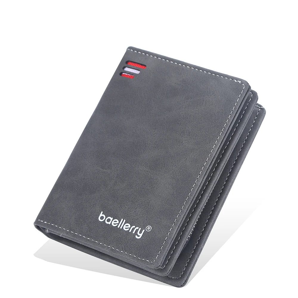 Portefeuille homme compact en PU avec zip, bouton et grande capacité de rangement — photo 4