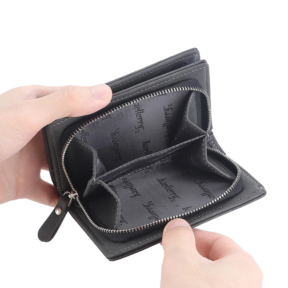 Portefeuille homme compact en PU avec zip, bouton et grande capacité de rangement — photo 6