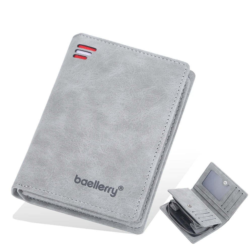 Portefeuille homme compact en PU avec zip, bouton et grande capacité de rangement — photo 8