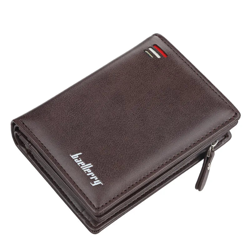 Portefeuille homme compact en PU avec zip, bouton et grande capacité de rangement — photo 9