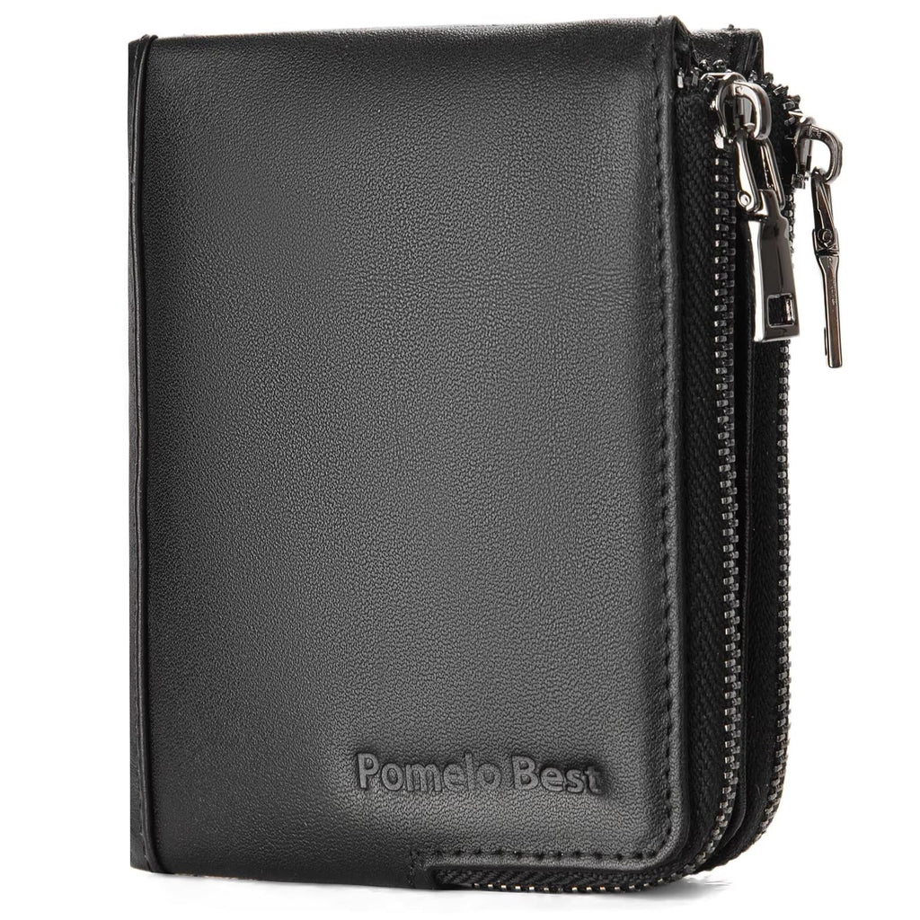 Portefeuille homme compact zippé cuir véritable 85 grammes