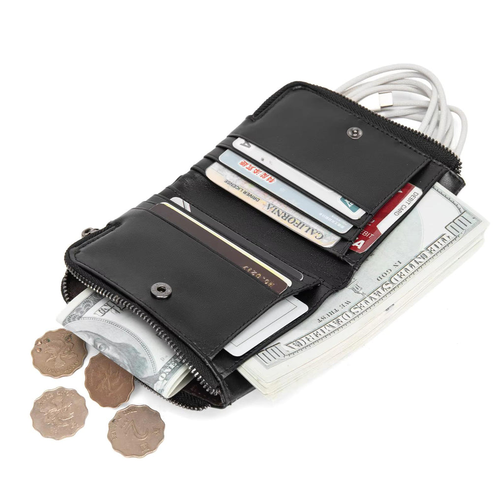 Portefeuille homme compact zippé cuir véritable 85 grammes