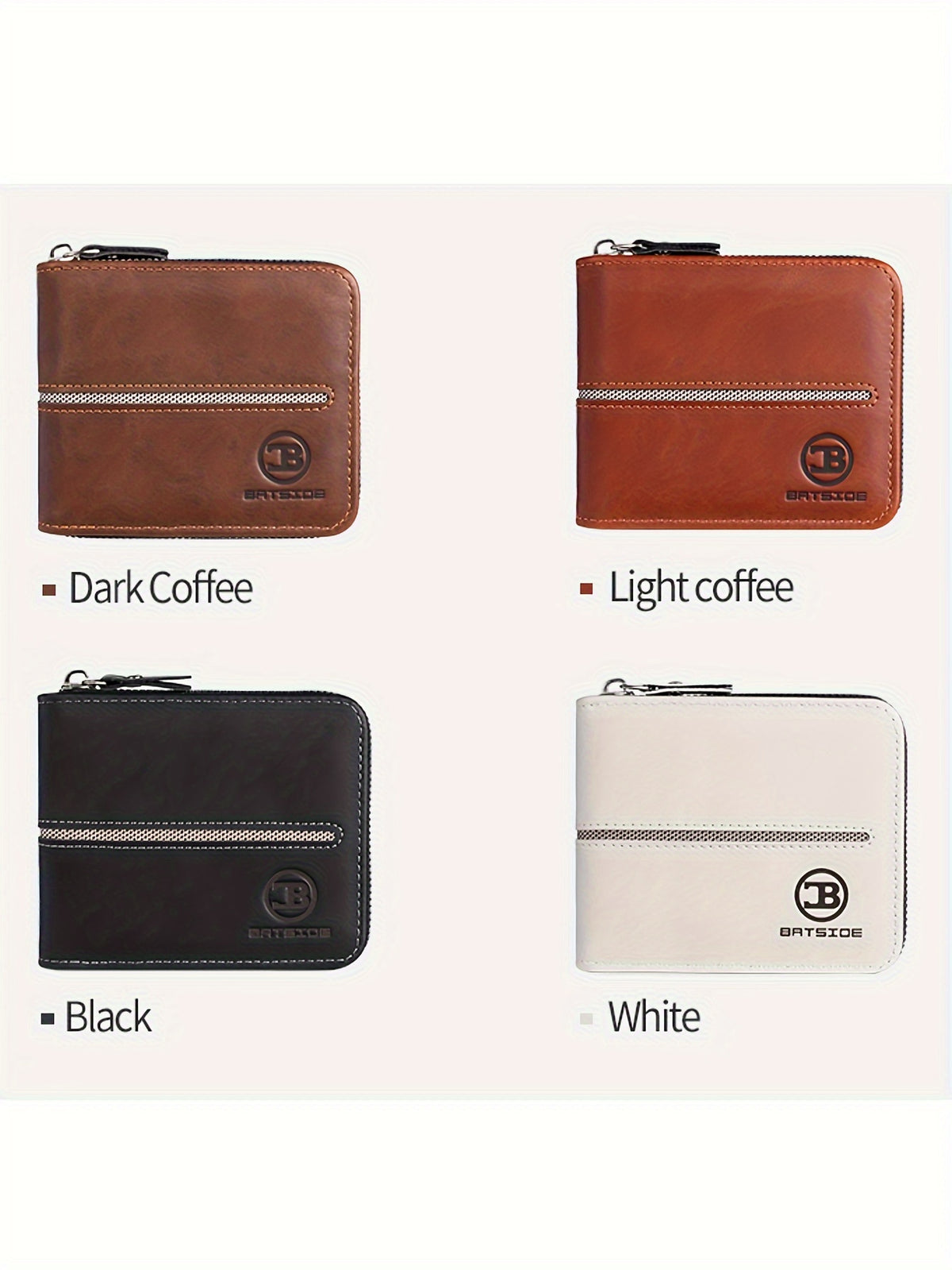 Portefeuille homme compact zippé tout autour, 12 x 10 cm