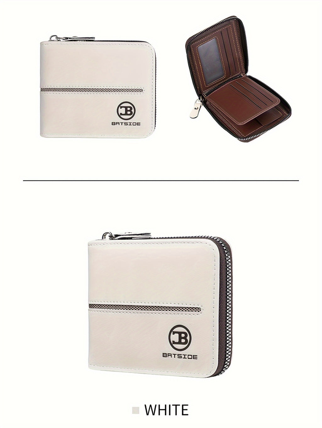 Portefeuille homme compact zippé tout autour, 12 x 10 cm