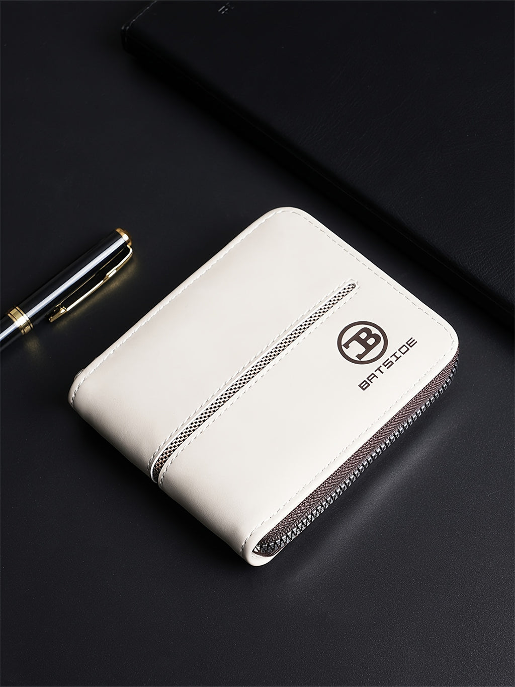 Portefeuille homme compact zippé tout autour, 12 x 10 cm