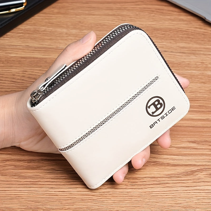 Portefeuille homme compact zippé tout autour, 12 x 10 cm
