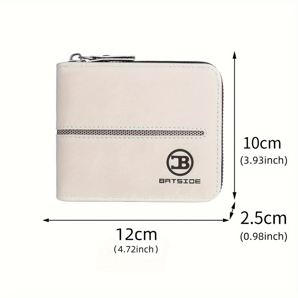 Portefeuille homme compact zippé tout autour, 12 x 10 cm