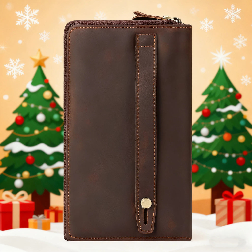 Portefeuille homme compagnon cuir crazy horse, 21 cm zippé