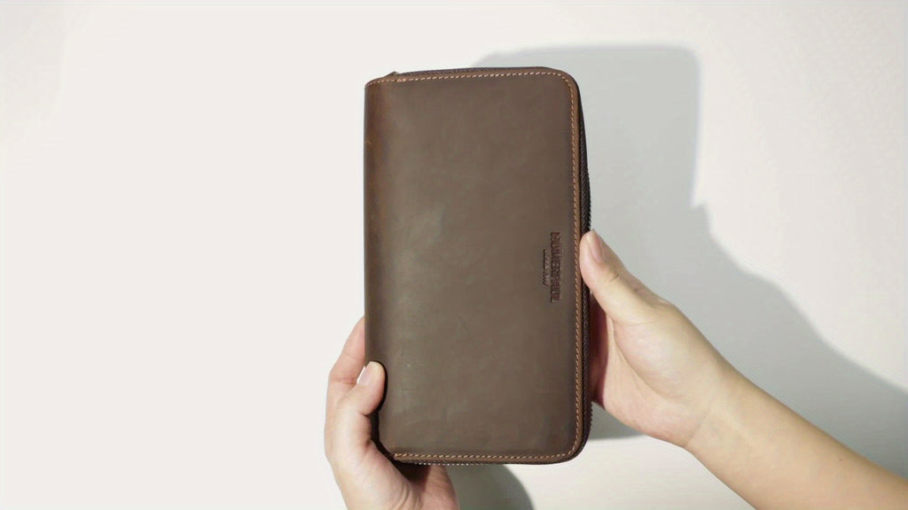 Portefeuille homme compagnon cuir crazy horse, 21 cm zippé