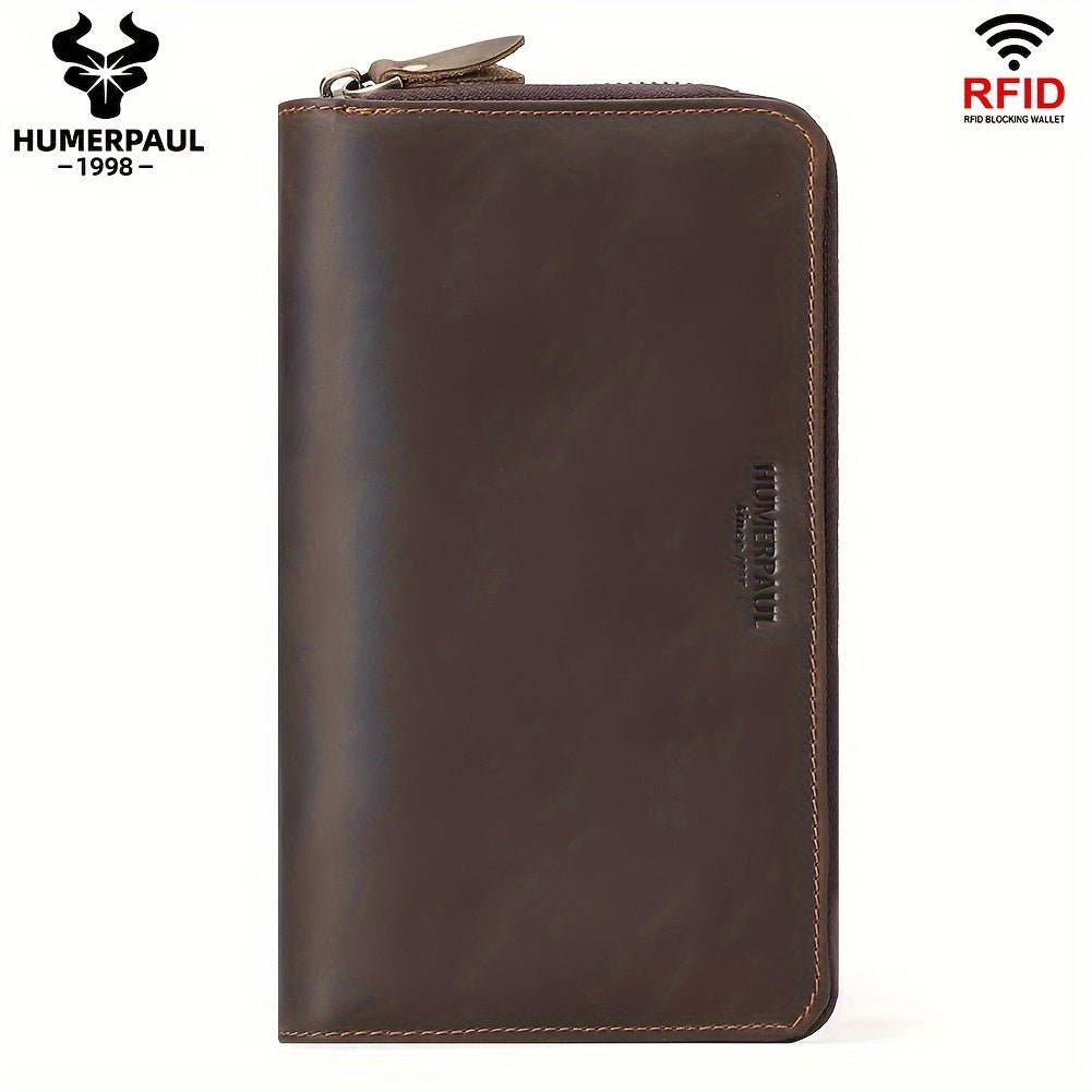 Portefeuille homme compagnon cuir crazy horse, 21 cm zippé