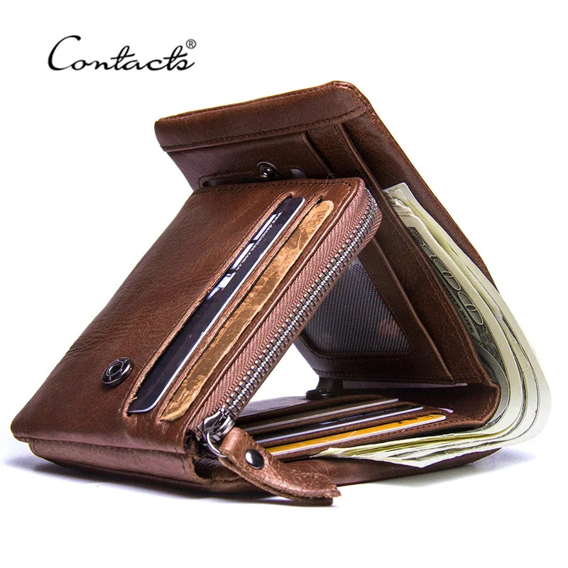 Portefeuille Trifold en Cuir Crazy Horse - Style Vintage & Sécurité Maximale — photo 2