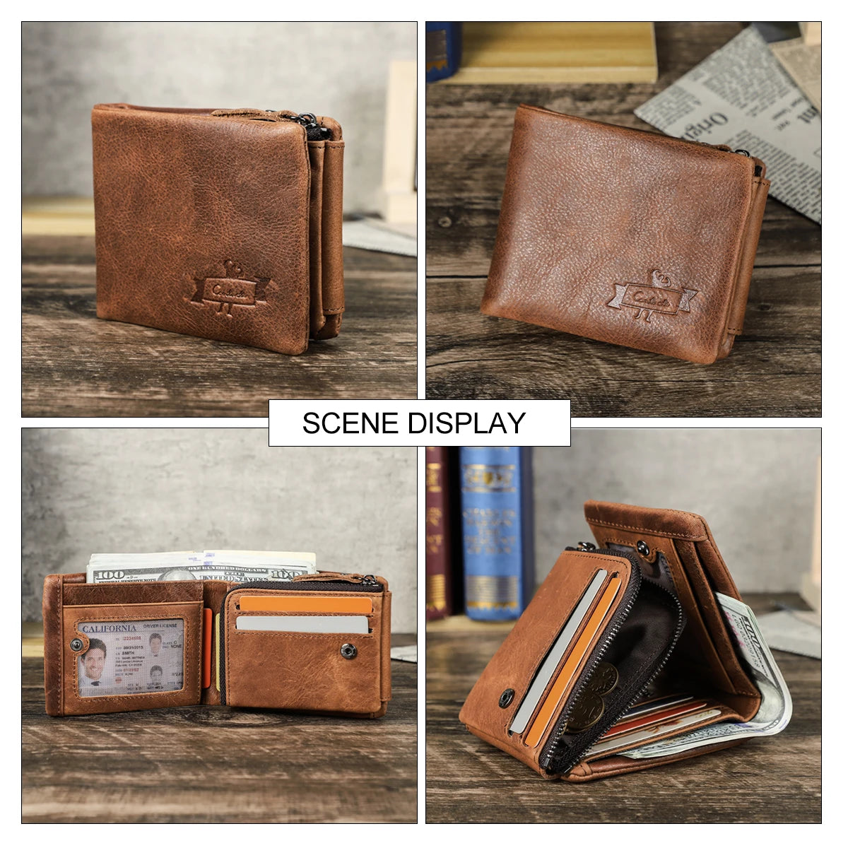 Portefeuille Trifold en Cuir Crazy Horse - Style Vintage & Sécurité Maximale — photo 4