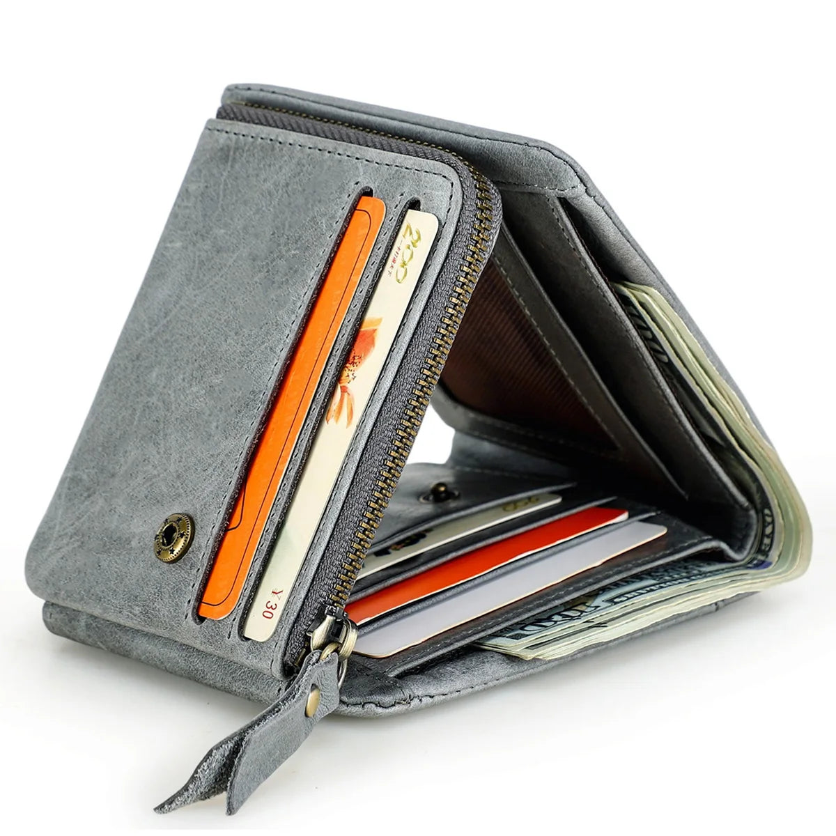 Portefeuille Trifold en Cuir Crazy Horse - Style Vintage & Sécurité Maximale — photo 7