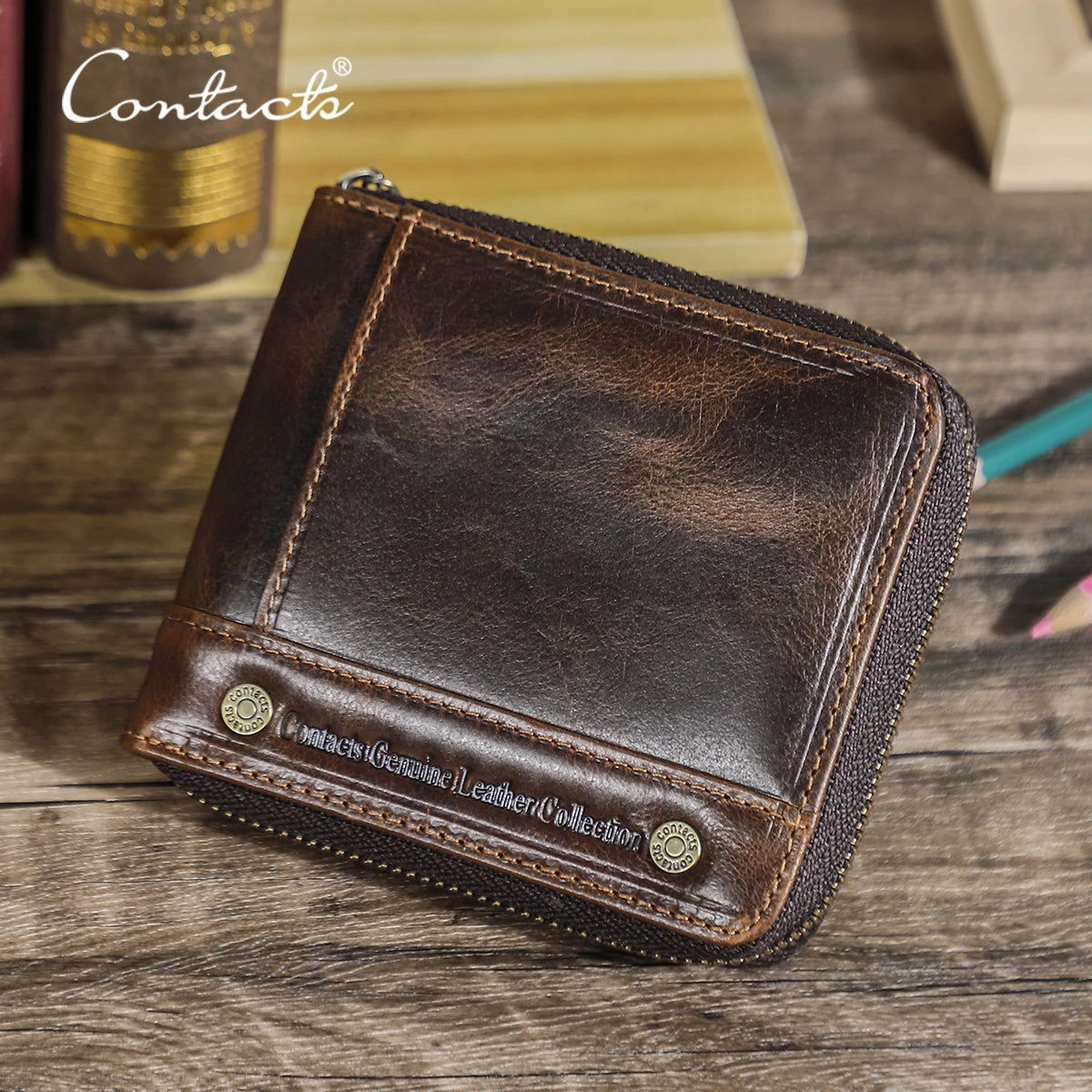 Portefeuille  en cuir véritable - Luxe Designer & Sécurité Zippée — photo 1