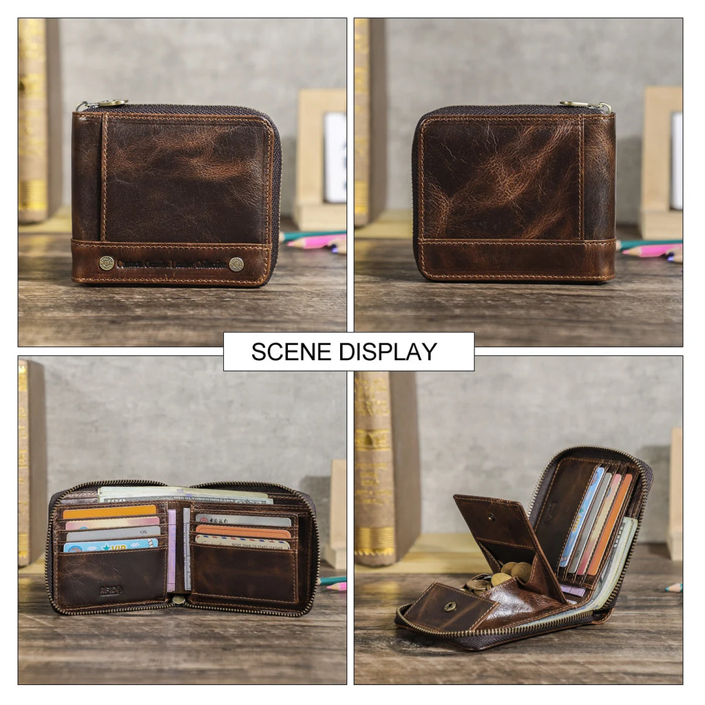 Portefeuille  en cuir véritable - Luxe Designer & Sécurité Zippée — photo 2
