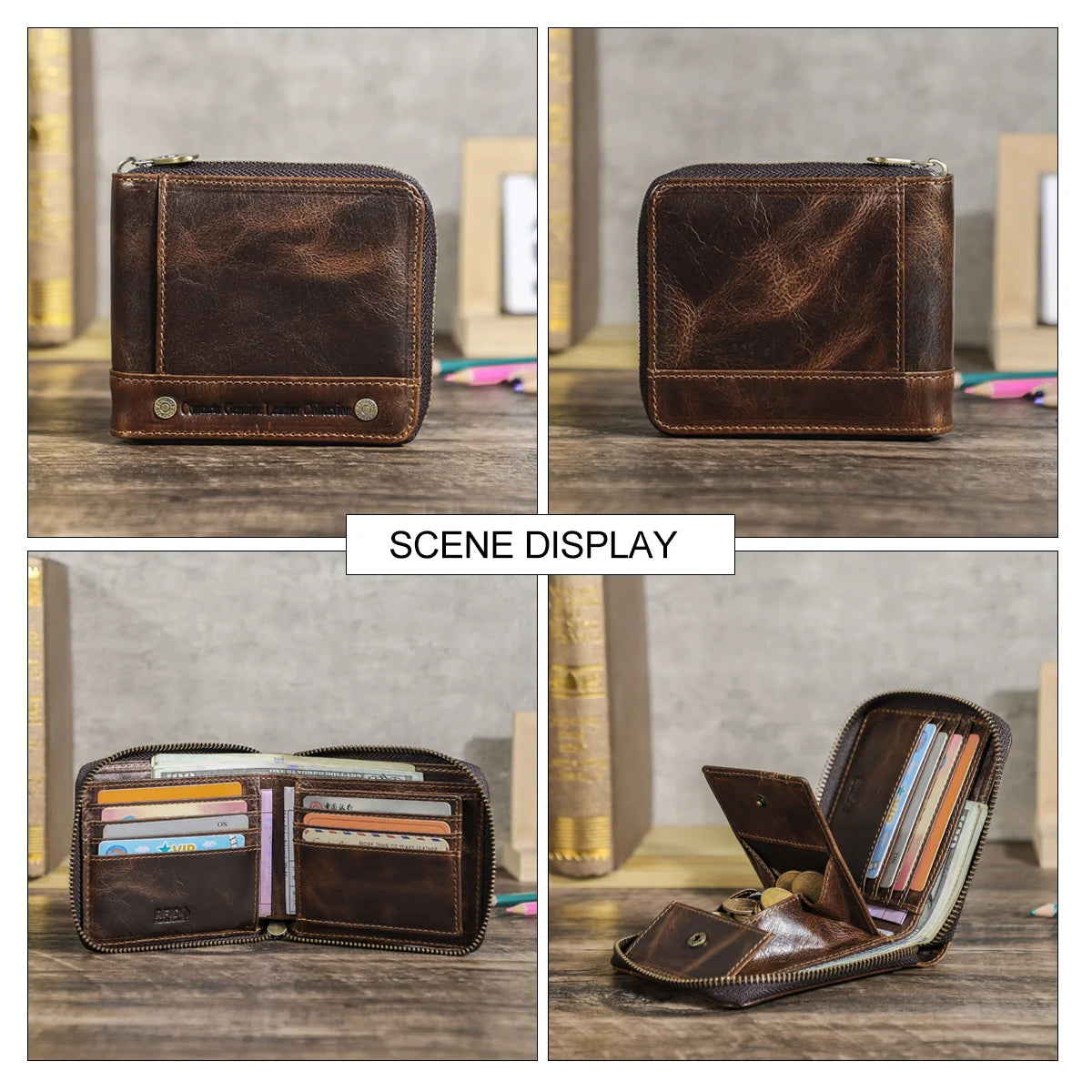 Portefeuille  en cuir véritable - Luxe Designer & Sécurité Zippée — photo 2