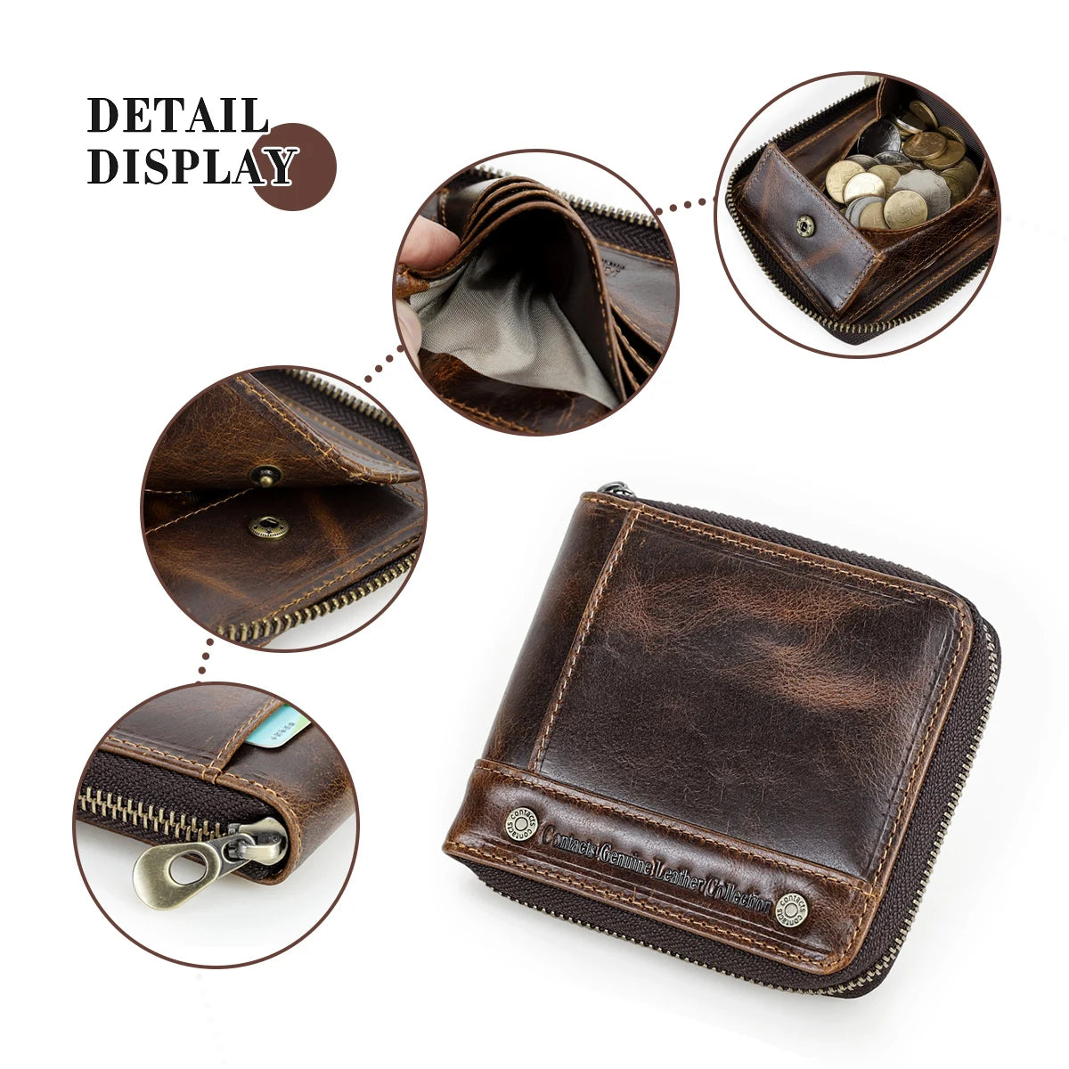 Portefeuille  en cuir véritable - Luxe Designer & Sécurité Zippée — photo 5