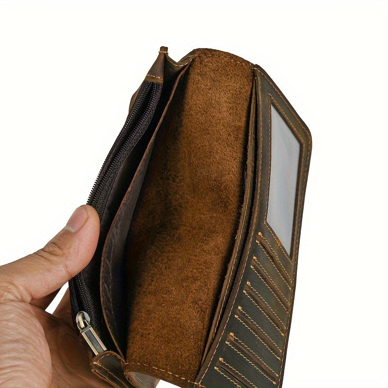 Portefeuille homme continental Crazy Horse, dix fentes cartes