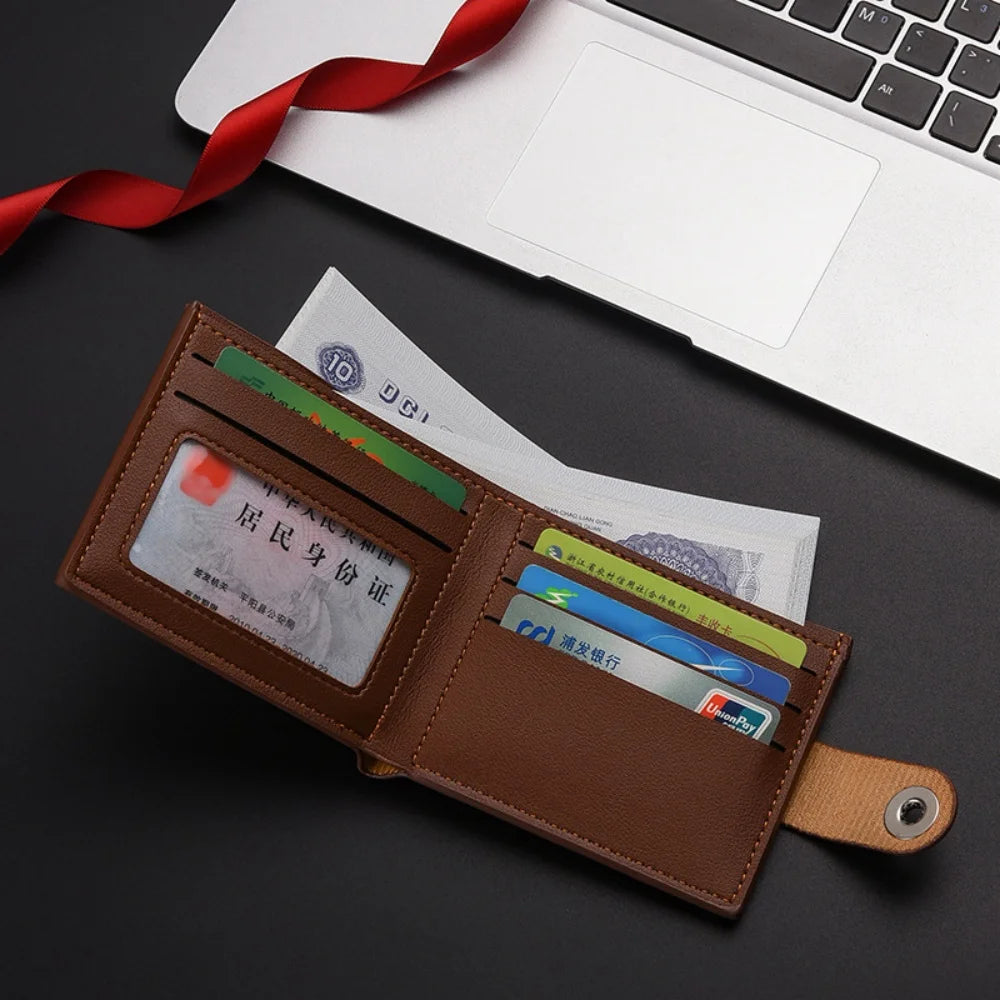 Portefeuille court en cuir PU pour homme avec porte-cartes et monnaie — photo 5 Image