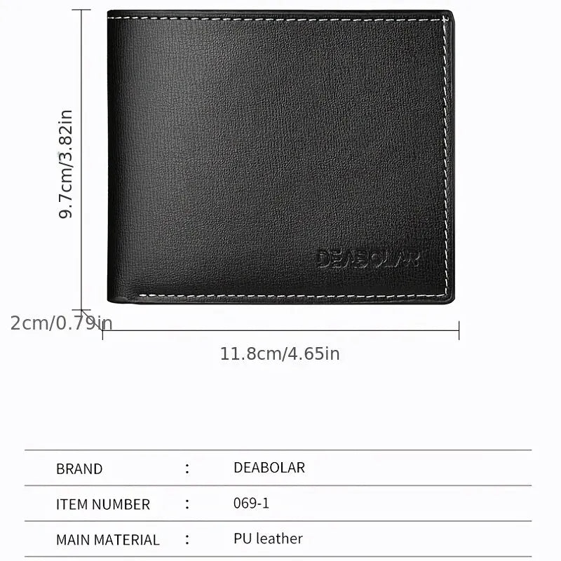 Portefeuille homme court à fenêtre porte-photo, 11,8 cm