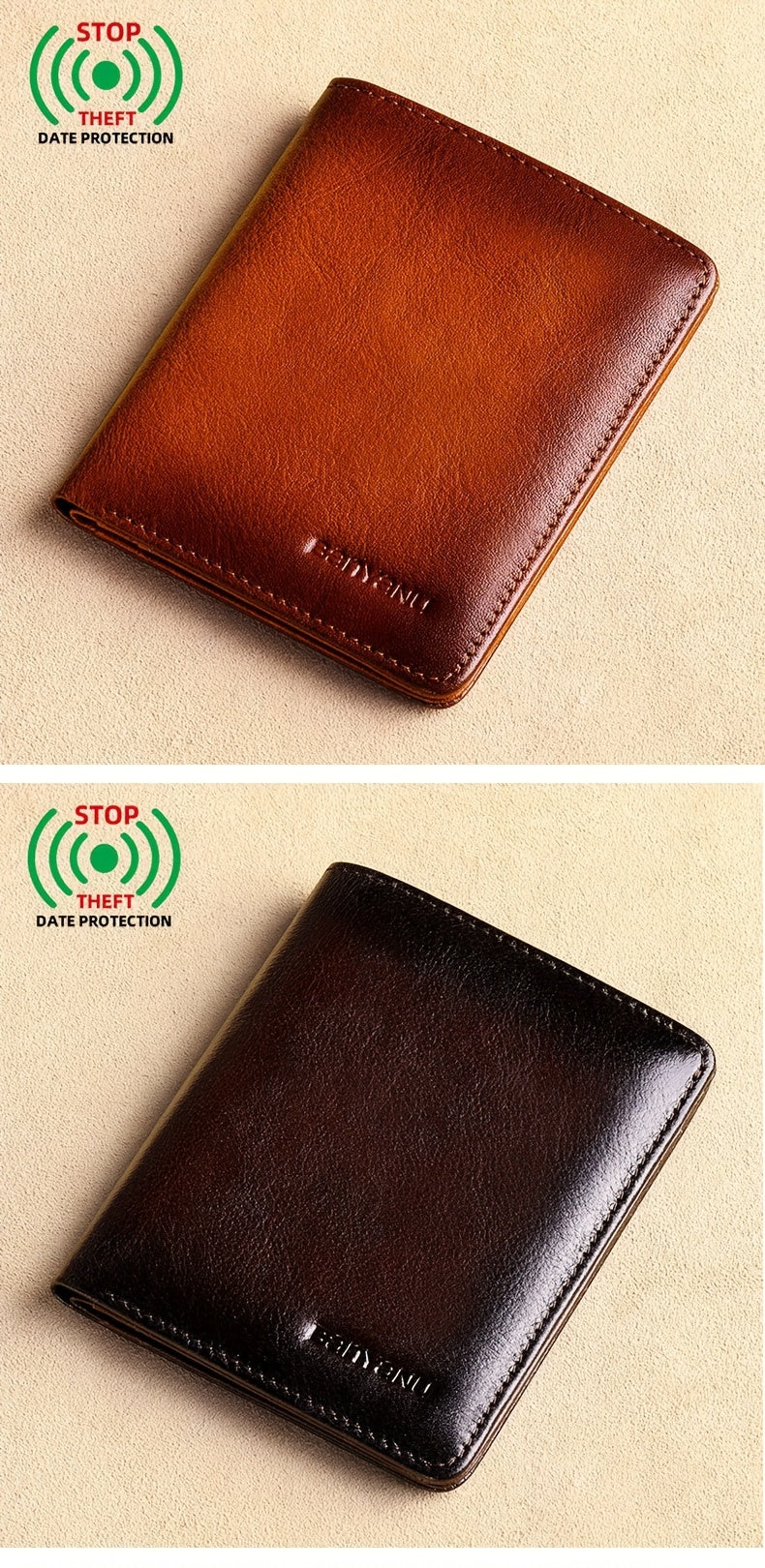 Portefeuille homme 11 x 8,5 cm, permis et couche anti-RFID