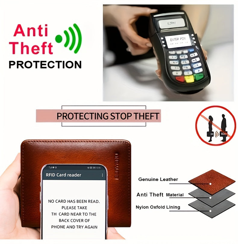 Portefeuille homme 11 x 8,5 cm, permis et couche anti-RFID