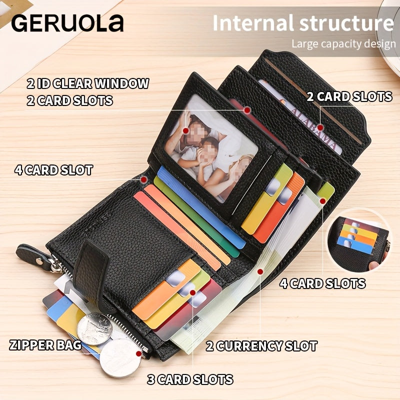 Portefeuille homme en cuir anti-RFID, 15 cartes et monnaie