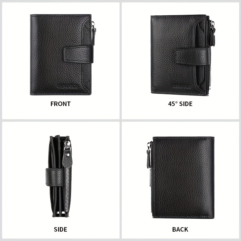 Portefeuille homme en cuir anti-RFID, 15 cartes et monnaie