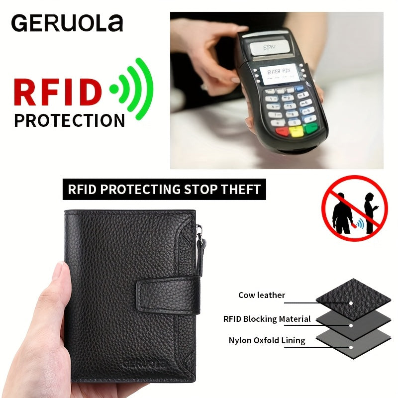 Portefeuille homme en cuir anti-RFID, 15 cartes et monnaie