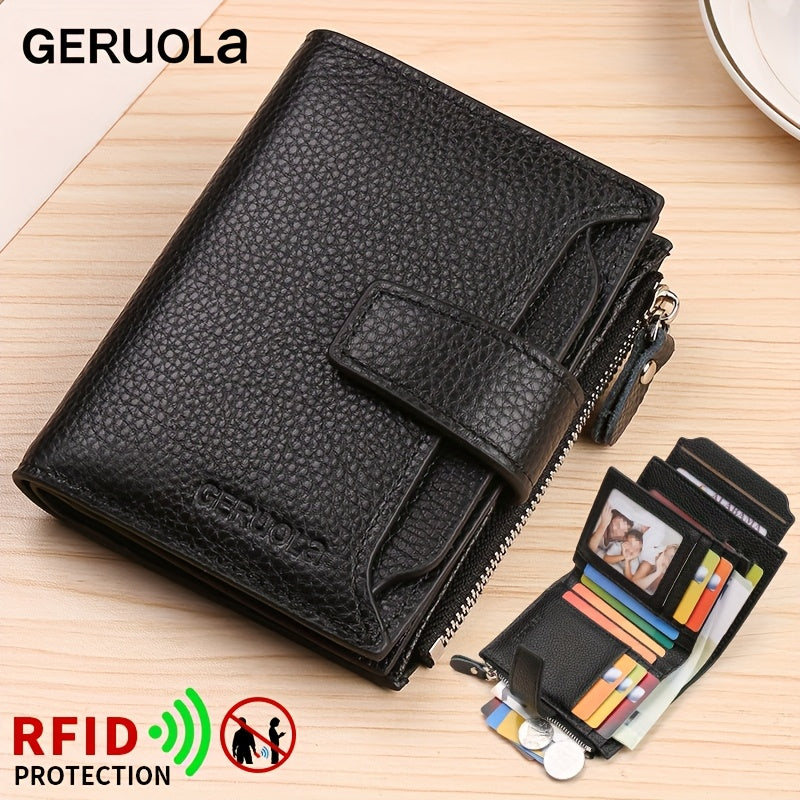 Portefeuille homme en cuir anti-RFID, 15 cartes et monnaie