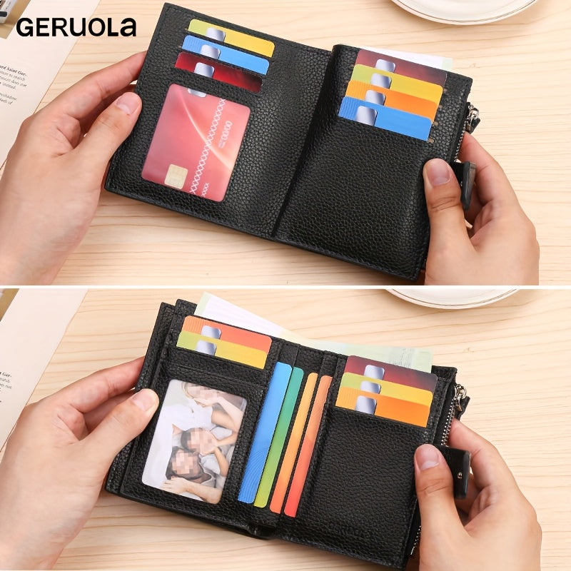 Portefeuille homme en cuir anti-RFID, 15 cartes et monnaie