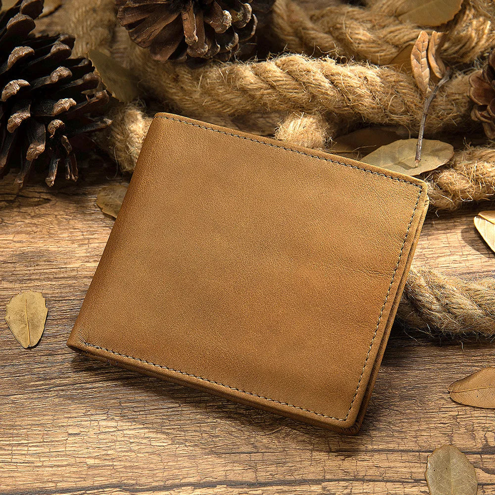 Portefeuille homme cuir véritable bifold vintage avec porte-cartes et clip à billets compact — photo 3