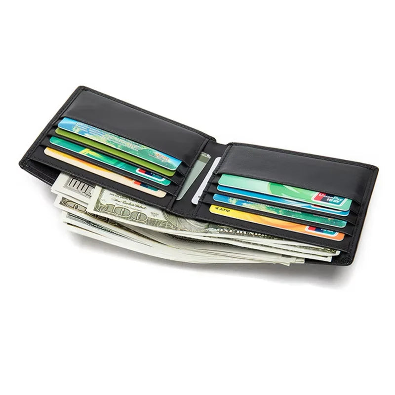Portefeuille homme cuir véritable bifold compact avec porte-cartes et billets — photo 2
