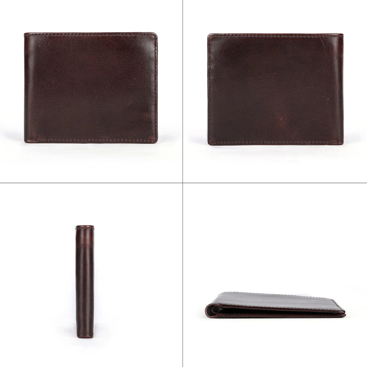 Portefeuille homme cuir véritable bifold compact avec porte-cartes et billets — photo 5