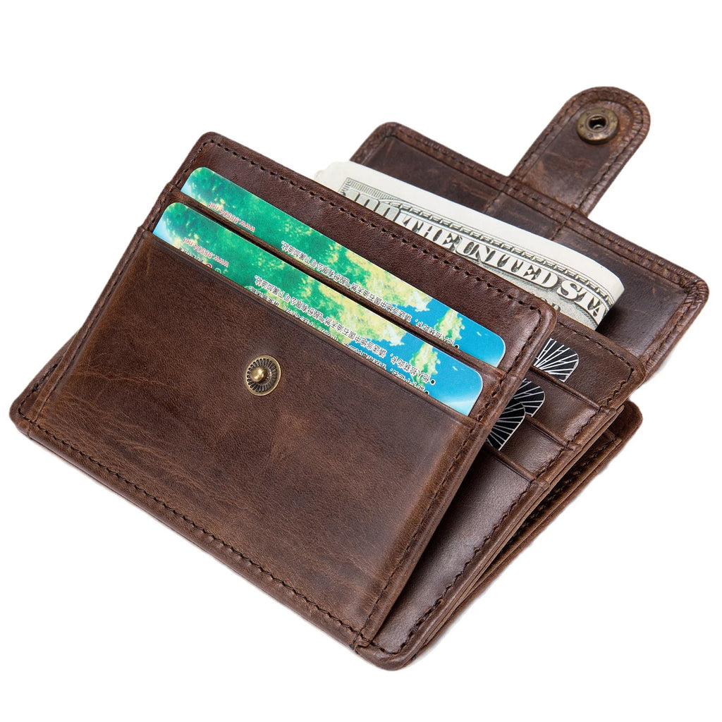 Portefeuille homme cuir véritable compact avec porte-cartes et clip billets vintage — photo 2