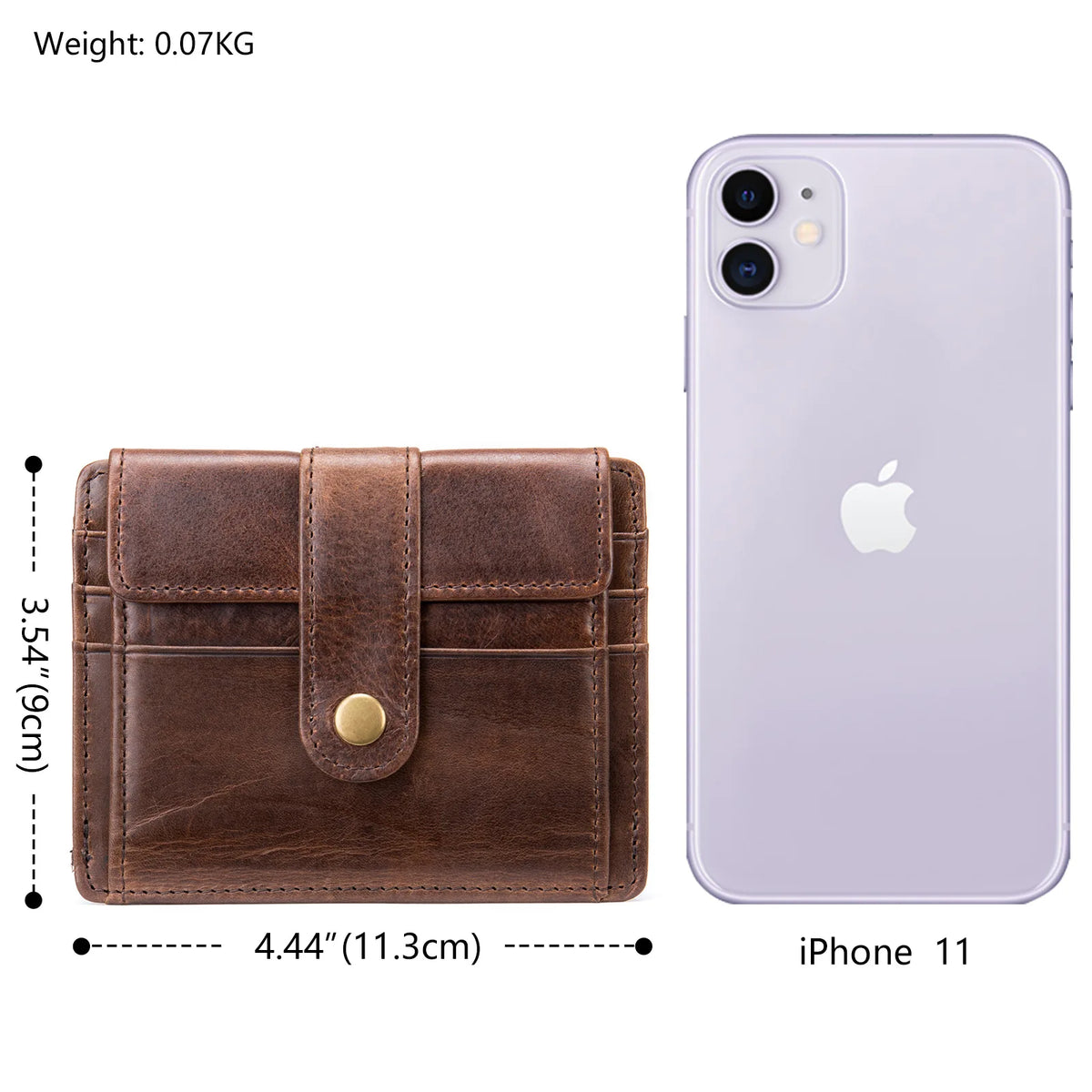 Portefeuille homme cuir véritable compact avec porte-cartes et clip billets vintage — photo 4