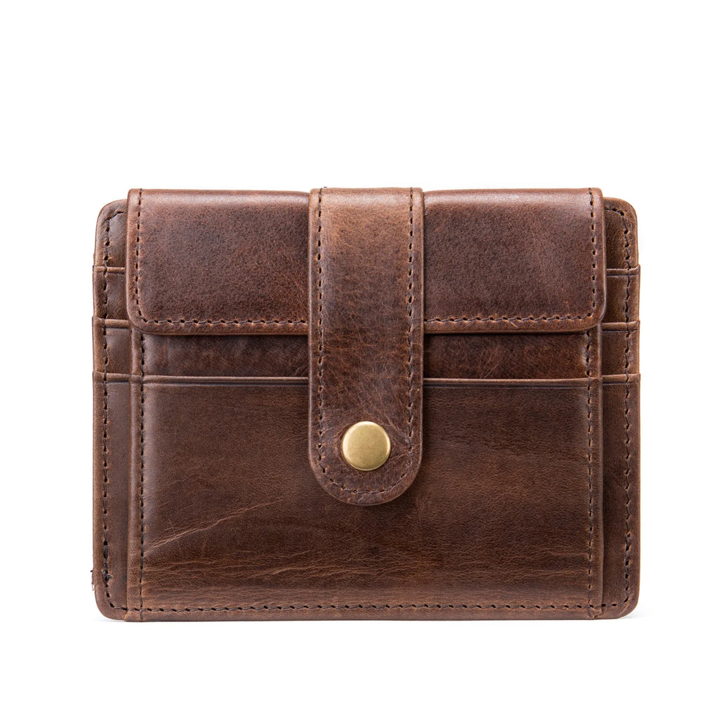Portefeuille homme cuir véritable compact avec porte-cartes et clip billets vintage — photo 5