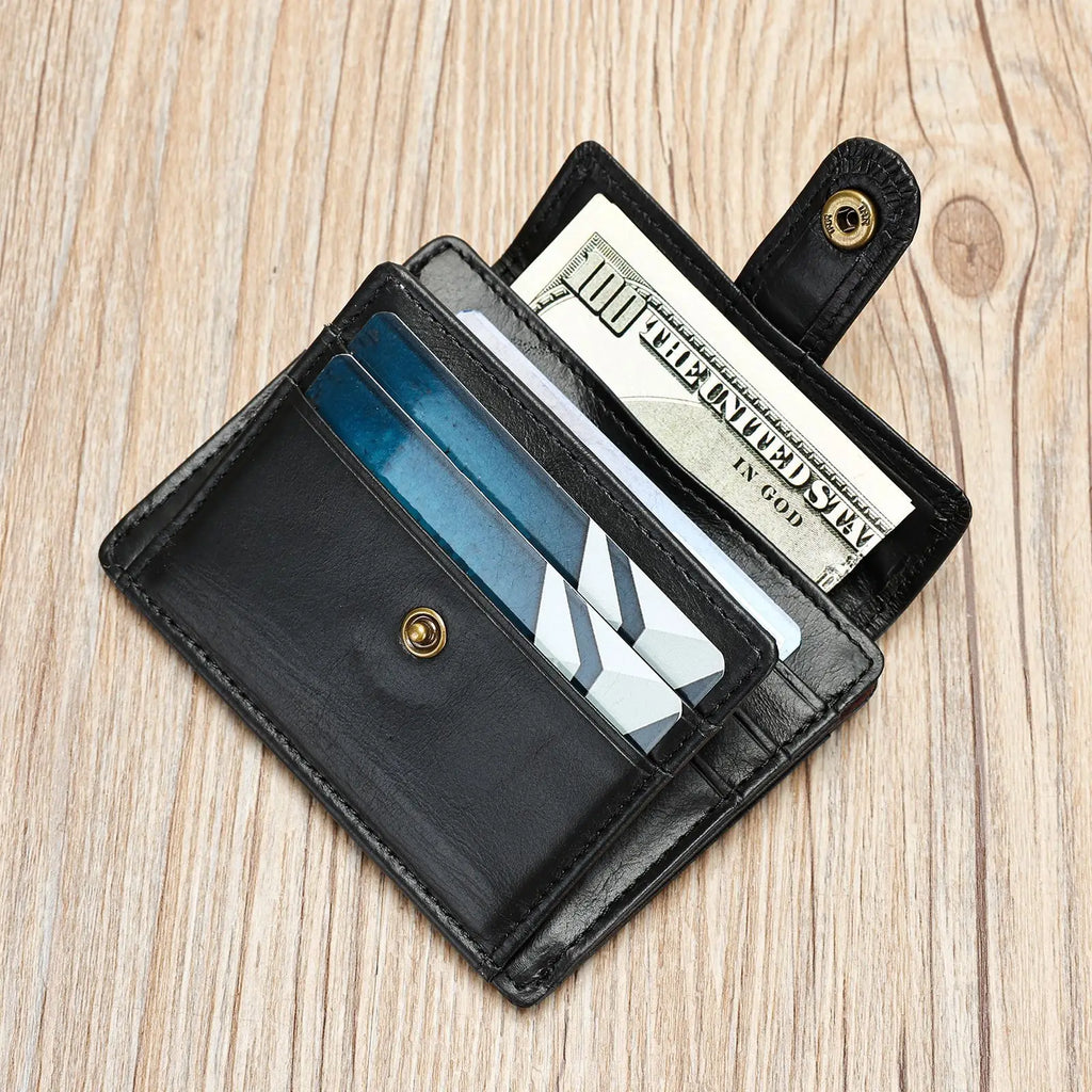 Portefeuille homme cuir véritable compact avec porte-cartes et clip billets vintage — photo 6