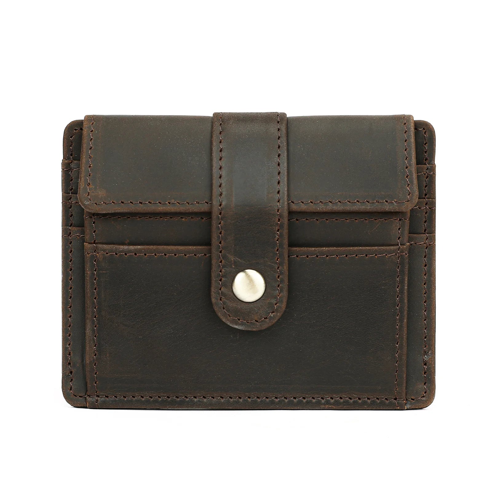 Portefeuille homme cuir véritable compact avec porte-cartes et clip billets vintage — photo 7 Image