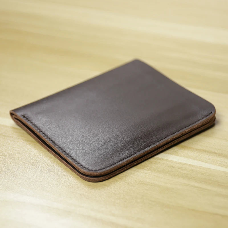 Portefeuille homme en cuir véritable compact et fin avec porte-cartes et compartiment billets — photo 1
