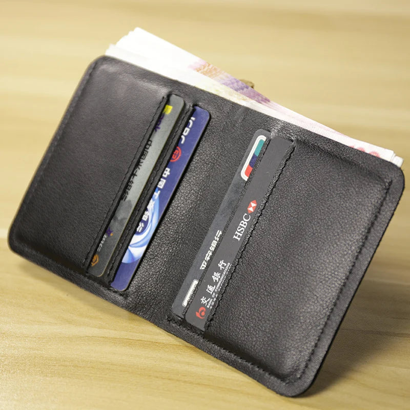 Portefeuille homme en cuir véritable compact et fin avec porte-cartes et compartiment billets — photo 2