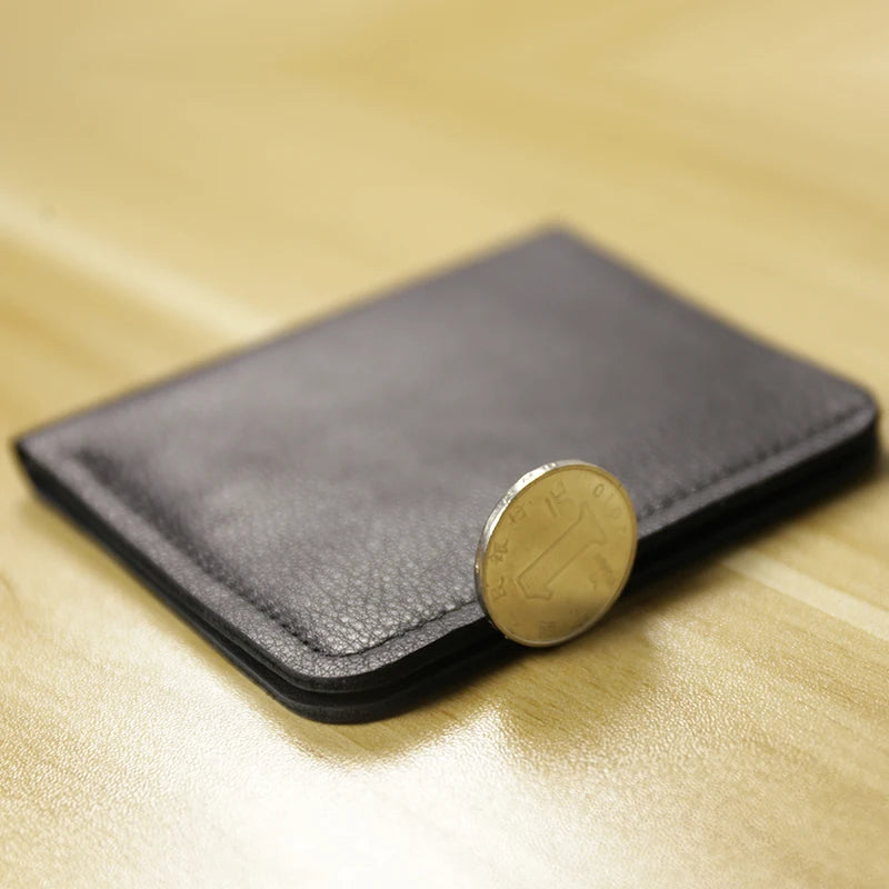 Portefeuille homme en cuir véritable compact et fin avec porte-cartes et compartiment billets — photo 5