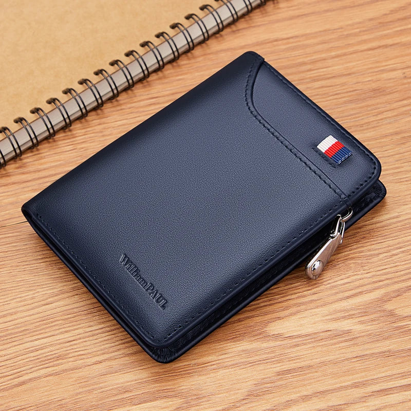 Portefeuille homme cuir véritable compact avec zip, porte-cartes et porte-monnaie — photo 10