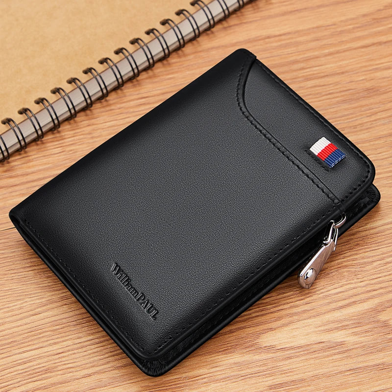 Portefeuille homme cuir véritable compact avec zip, porte-cartes et porte-monnaie — photo 8